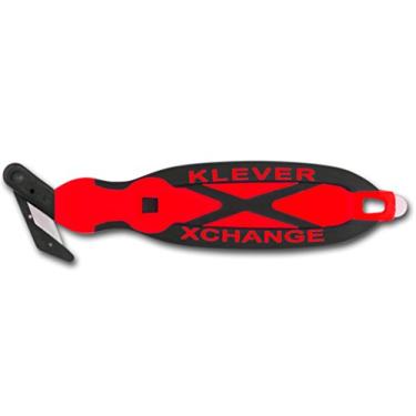 Imagem de Klever XCHANGE, cortador de caixa, cortador de segurança, faca de utilidade, faca de segurança, cabeça substituível perfeita para cortar papelão de parede dupla ou outro material grosso (vermelho)