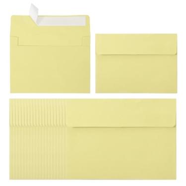 Imagem de PATIKIL Pacote com 60 envelopes A2, envelopes de convite amarelos claros autoselados para cartões postais de casamento, fotos, anúncios, correspondências, tamanho 10 x 14 cm