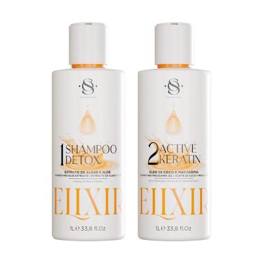 Imagem de Kit Escova Progressiva S&o Active Keratin Elixir + Shampoo Detox 1 Litro