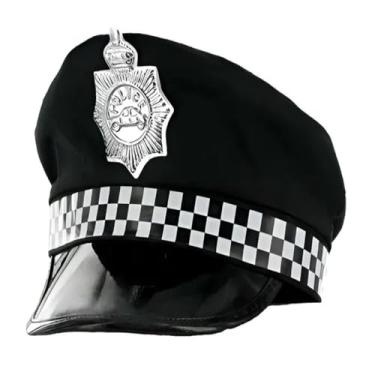 Imagem de Chapéu Quepe De Policial Preto e Branco Acessório Fantasia