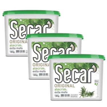 Imagem de Kit Com 3 Evita Mofo Secar 180g Antimofo Guarda Roupas Armários Closet Gaveta Despensa Umidades Bolor Fungos Bactérias Mau Cheiro (3, Alecrim)