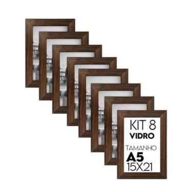Imagem de Kit 8 Porta Retrato 15x21 Moldura Premium C/Vidro Comum (Tabaco)