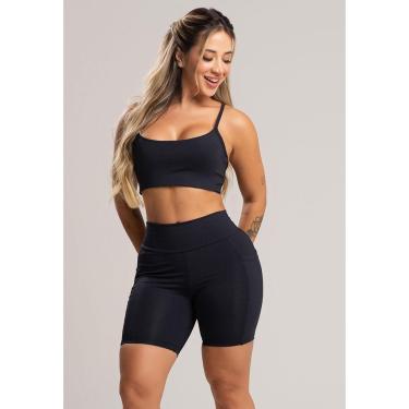 Imagem de Short Bolsos Cintura Alta Feminina Poliamida Mvb Modas-Feminino