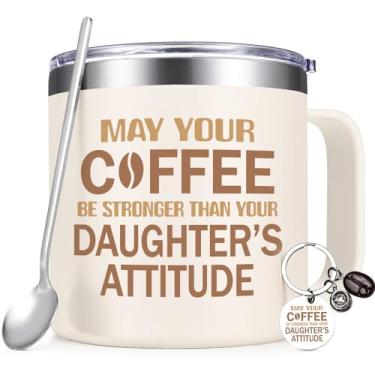 Imagem de Qtencas Presentes de Dia das Mães, May Your Coffee Be Stronger Than Your Daughter's Attitude Caneca de café, presentes para a mãe, presente de Dia das Mães da filha, presente para mãe para aniversário
