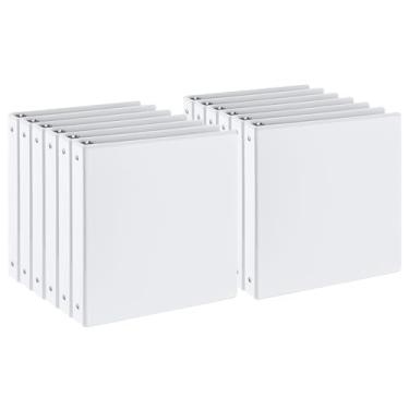 Imagem de Fichário de 3 anéis de 2,5 cm, fichário redondo de 2,5 cm com 2 bolsos internos, fichário comporta papel de 21 cm x 28 cm, fichários transparentes para uso no escritório, casa e escola (branco, pacote