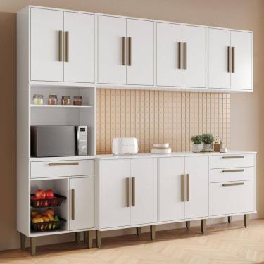 Imagem de Cozinha Completa Lorena 14 Portas 2 Gavetas com Fruteira Branco - Kaiki Móveis