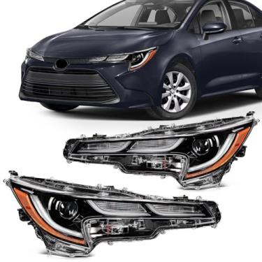 Imagem de SCITOO Conjunto de farol para Toyota COROLLA LE 2020-2022 refletor âmbar com invólucro preto, 81110-02S50 81150-02S50 (lâmpadas não incluídas)