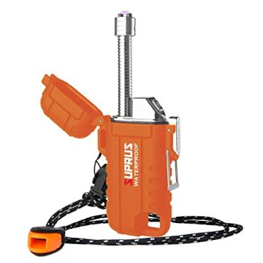 Imagem de SUPRUS Isqueiro à prova d'água, à prova de vento, isqueiros de plasma de arco USB-C recarregável com pescoço expansível e flexível para acampamento ao ar livre e cozinha (laranja)