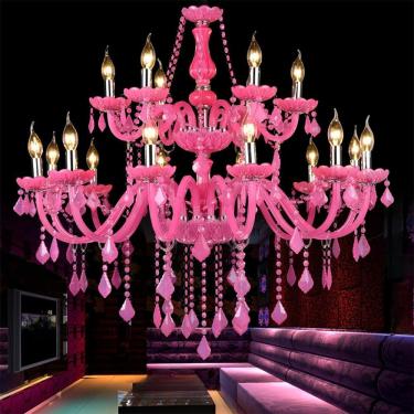 Imagem de Vela De Cristal Europeia Lâmpada Pendente Sala De Estar De Luxo Restaurante Quarto Quarto Da Menina Villa Hotel Loja De Roupas Salão De Beleza Café Bar Ktv Lustre, A a 18 Lights