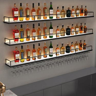 Imagem de Prateleira Home Simples Do Licor Para A Parede, Suporte Da Prateleira Da Barra Do Metal Para O Licor Na Parede, Prateleira Do Licor Do Ferro Fixado Na Parede, Prateleira, Black, No hook 100cm/39.4in