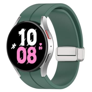 Imagem de Pulseira magnética compatível com Samsung Galaxy Watch Ultra de 47 mm, pulseira esportiva de silicone macio para Galaxy Watch 7 6 5 4 de 44 mm e 40 mm e homens / 6 Classic de 47 mm e 43 mm/5 Pro de 45