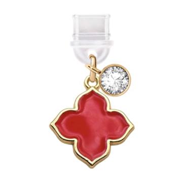 Imagem de ELISE & FONDA TP663 Porta de carregamento tipo C plugue antipoeira Little Clover pingente de celular para iPhone 15/16/Samsung/OnePlus/Xiaomi/oppo telefones Android (vermelho)