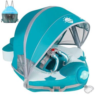 Imagem de Mambobaby Float Add Tail Baby Swim Float with Canopy, Non-Inflatable Solid Baby Float, Upgrade Soft Waterproof Skin-Friendly Leather Material Infant Swim Float (Global Limited Edition - Green)