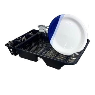 Imagem de Secador Escorredor De Louça Em Plástico 12 Pratos bandeja suporte porta talher
