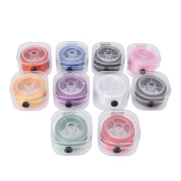 Imagem de Pulseira elástica plana cordão de cordas premium jóias elásticas para fazer linhas de braceletes de miçangas diy colares de poliuretano 0,8 mm 10 rolos 100 jardas cada