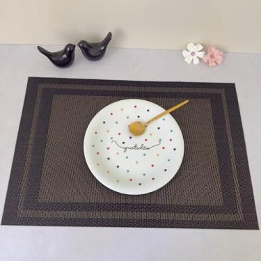 Imagem de Kit 10 Pçs Jogo Americano Retangular de Mesa Posta Jantar Descanso Prato Cozinha (Preto com Dourado Mod B)