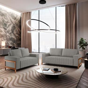 Imagem de Sofá Fixo 2M Verona Linho Com Molas Meu Sofá Online, A230 LINHO CINZA