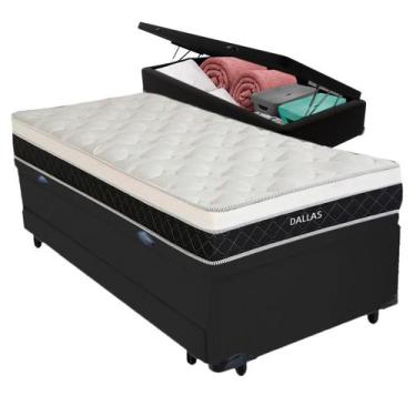 Imagem de Bicama Baú Preto + Colchão Dallas Molas V-Tech Solteirão