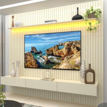 Imagem de Painel para TV até 90 Polegadas 229x250cm Ripado com LED 3 Gavetas 100