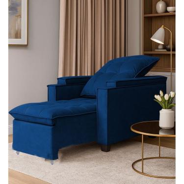 Imagem de Poltrona Papai Reclinável Pulse Porta Copos Carregador usb Marinho