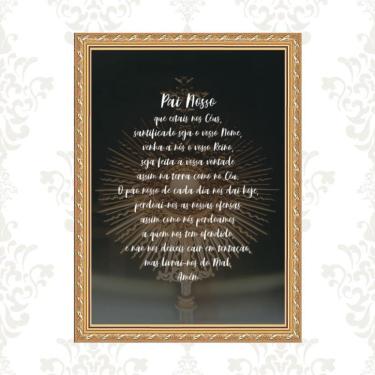 Imagem de Quadro Moldura Dourada Pai Nosso Ostensório 24X18Cm