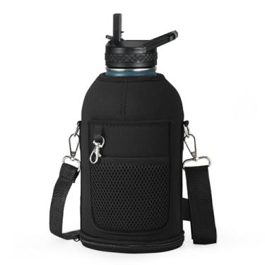 Imagem de RAYMYLO Substituição de bolsa de transporte com suporte atualizado para garrafa de água de 1,8 g - Acessório para garrafas de água de boca larga Hydro Flask - Bolsa transversal com alça de ombro