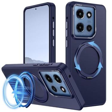 Imagem de v-Golvin Capa magnética forte para Moto G Stylus 5G 2025 com suporte, adequada para MagSafe, design de anel rotativo de 360°, textura fosca translúcida, proteção de grau militar, à prova de choque