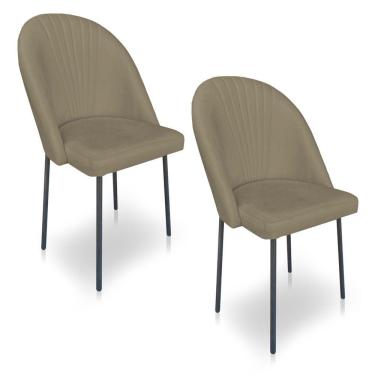 Imagem de Kit 02 Cadeiras De Jantar Virginia Sued Marrom Rato Pés De Ferro Preto Dclasse Decor