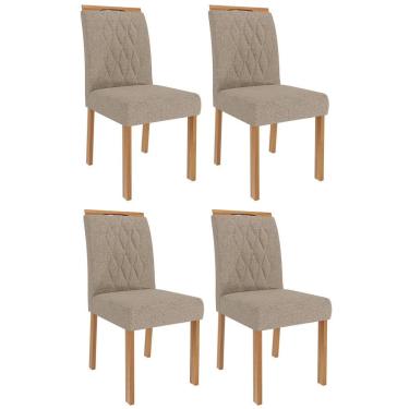 Imagem de Conjunto 4 Cadeiras Juliana Wood - Cimol Móveis Madeira/Linho Bege