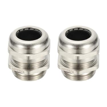 Imagem de PATIKIL Prensa-cabos elétricos à prova d'água, NPT3/4, 2 peças 1/5.1 cm a 5/17.8 cm, cabo de latão niquelado, conector de fio elétrico protetor de fio para caixa de cabos ao ar livre caixa de junção