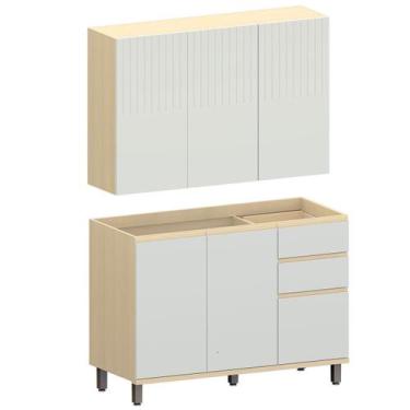 Imagem de Kit Armário Aéreo 3 Portas e Balcão de Pia 120 cm Aurora - Luciane, Ci