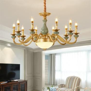 Imagem de Candelabro de Vela Europeia LED Americana Retro Cerâmica Sala de Estar Restaurante Quarto Estudo Villa Hotel Café Lâmpada Pendente (H 10 luzes)