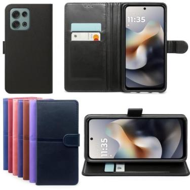 Imagem de Capa Carteira Para Moto G56 + Pelicula Privacidade - Mustangshop, Verm