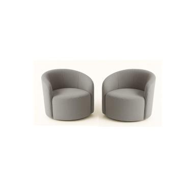 Imagem de Kit 02 Poltronas Curva Orgânica Nature Gaia Suede Cinza - Montanaris Decor