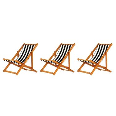 Imagem de Kit 3 Cadeiras Espreguiçadeira Preguiçosa Dobrável Sem Braço Mel