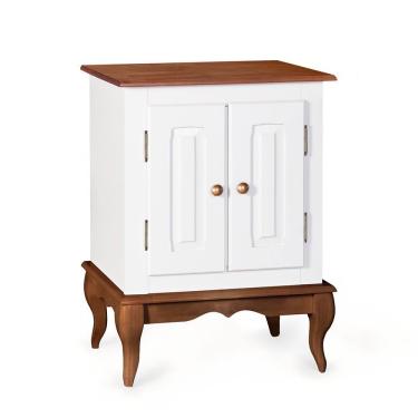 Imagem de Gabinete para Banheiro 2 Portas com Pés Luiz XV Dália 3057 - Branco/Imbuia Glazer