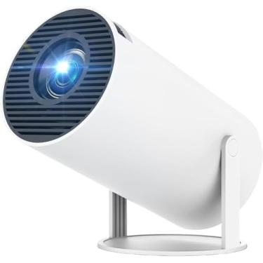 Imagem de Mini projetor, projetor portátil HY300, projetor 4K/200 ANSI com 2.4/5G WiFi e Bluetooth. Correção trapezoidal automática, tela de 40 "-130", giro de 180 °, Android 11.0 (Branco)