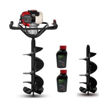 Imagem de Perfurador De Solo Gasolina Branco Bps52 + Broca De 20cm + Broca 15cm 