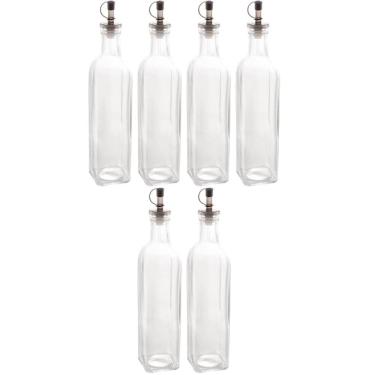 Imagem de Kit 6 Garrafas de Vidro 510ml com Bico Dosador para Vinagre Azeite Transparente Lyor