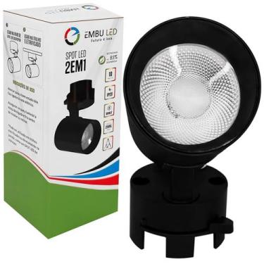 Imagem de Spot Led De Trilho e Sobrepor Preto 10W Bivolt 3000k Quente - EMBULED