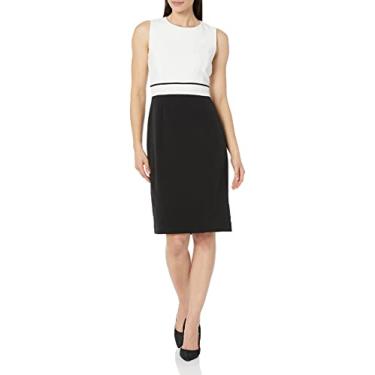 Imagem de Kasper Vestido tubinho feminino com cintura, Gelo de baunilha/preto, 7 Petite