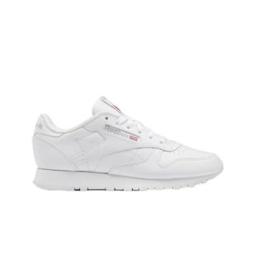 Imagem de Reebok Tênis feminino de couro clássico, Calçados Branco/Calçados Branco/Cinza Puro 3, 34