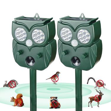 Imagem de [Atualização 2025] Repelente solar de animais ao ar livre para cervo esquilo toupeira coelho gato gambá pássaro guaxinim, repelente de pragas ultrassônico à prova d'água com detector de movimento e
