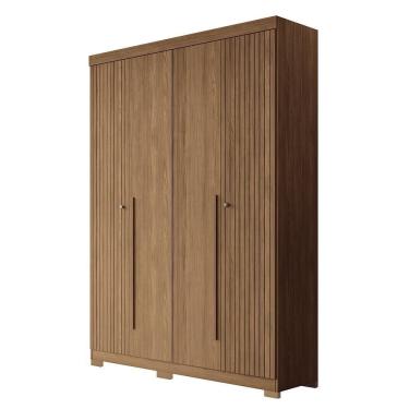Imagem de Guarda Roupa Solteiro Buriti Ripado 4 Portas Jatobá Com Pés - Santos Andirá Jatobá