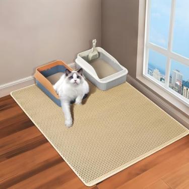 Imagem de Tapete grande para caixa de areia para gatos, tapete de armadilha de areia para gatos internos, tapete de caixa de areia para piso 89 x 63 cm, tapete coletor de caixa de areia de 2 camadas para