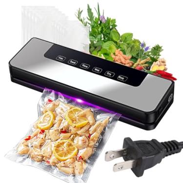 Imagem de Máquina seladora a vácuo, máquina portátil de embalagem a vácuo de alimentos, forte poder de sucção, seladora de ar para alimentos secos, úmidos, em pó e oleosos