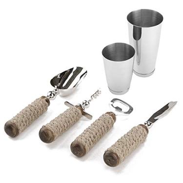 Imagem de Mind Reader Utensílio, conjunto de ferramentas de 4 peças, abridor de garrafa, saca-rolhas, colher de gelo, faca, alças com corda, bartending, casa, bar-prata, tamanho único