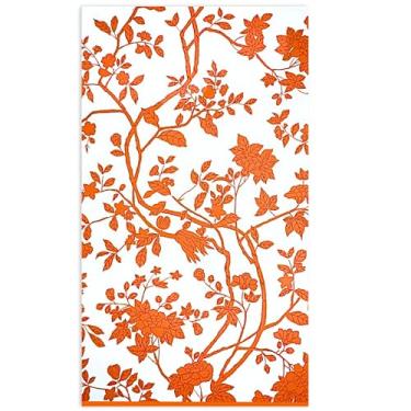 Imagem de Stxy's Guardanapos florais laranja (45 ct) toalhas de mão descartáveis de outono para banheiro branco laranja queimado chinoiserie toalha de hóspedes descartável folhas decorativas para decoupage dia
