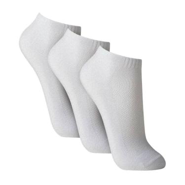 Imagem de Kit 3 Pares Meia Branca Soquete Somellos Confortável