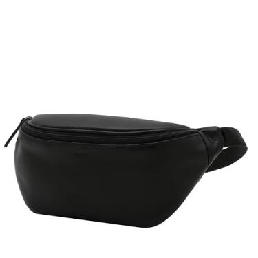 Imagem de Pochete de Couro Bovino Legítimo c/Alça Ajustável Couro50 Carvalho (Preto/Conhaque)